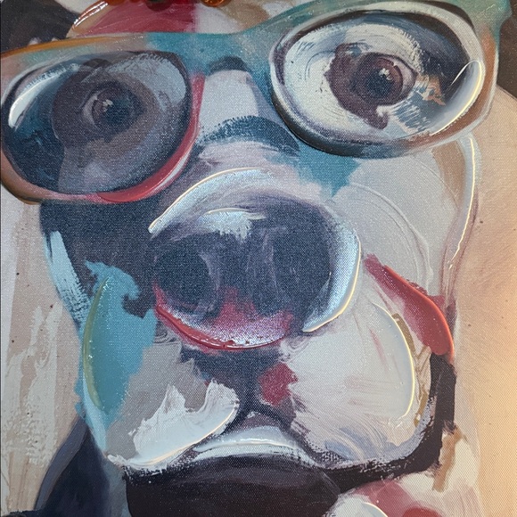 Colorful Dog Portrait Wall Art - Glasses Accent - Picture 3 of 5